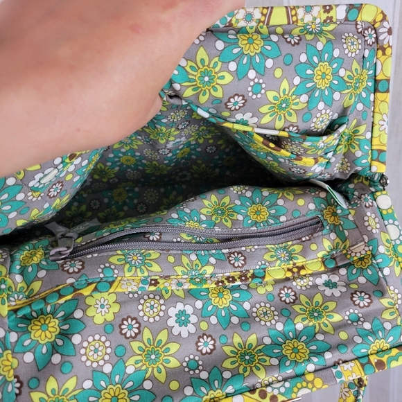 Vera Bradley Alice Lemon Parfait Handbag Purse‎ Snap Top Paisley Yellow Green - Picture 4 of 9